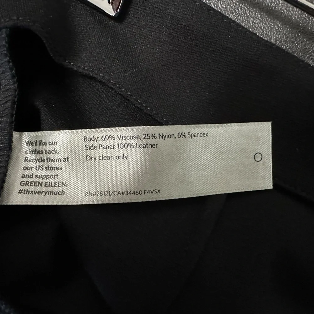 Eileen Fisher Womens Leather Trim Pencil Skirt Size Medium Black Careerwear